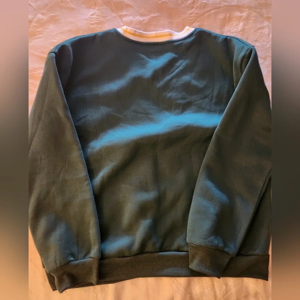NWOT SHEIN Gender Neutral Green Texas V-neck Sweatshirt Size M